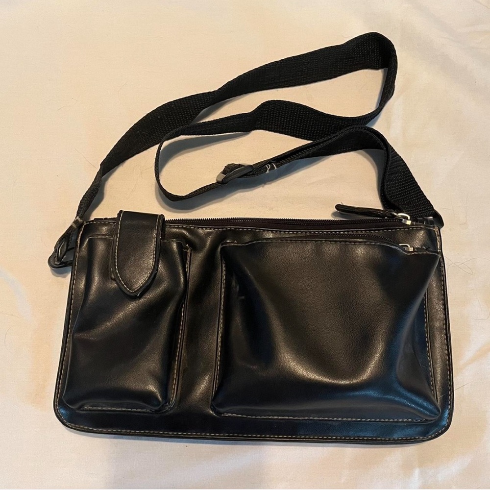 Black Leather Vintage Crossbody Bag